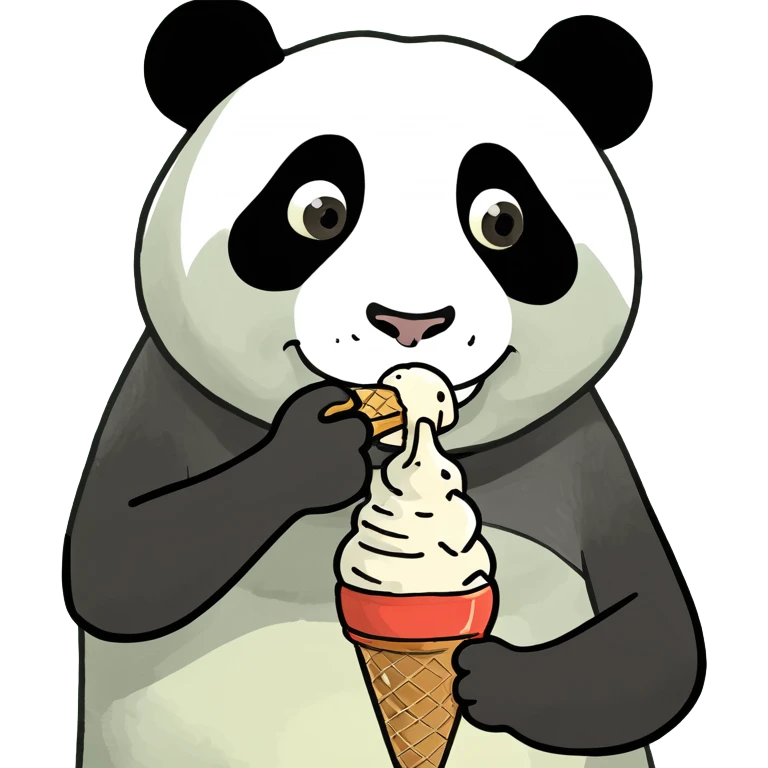 Panda eating ice cream emoji