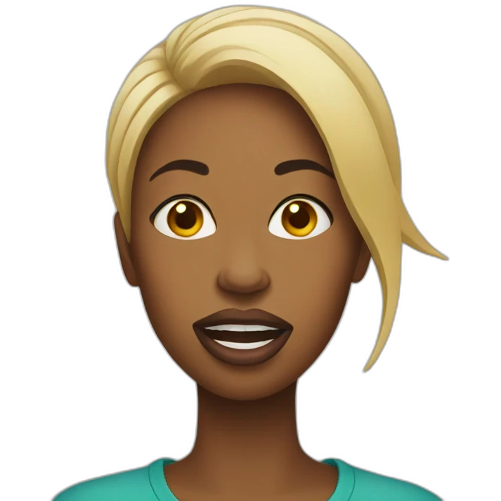 Black woman doing a duck mouth emoji