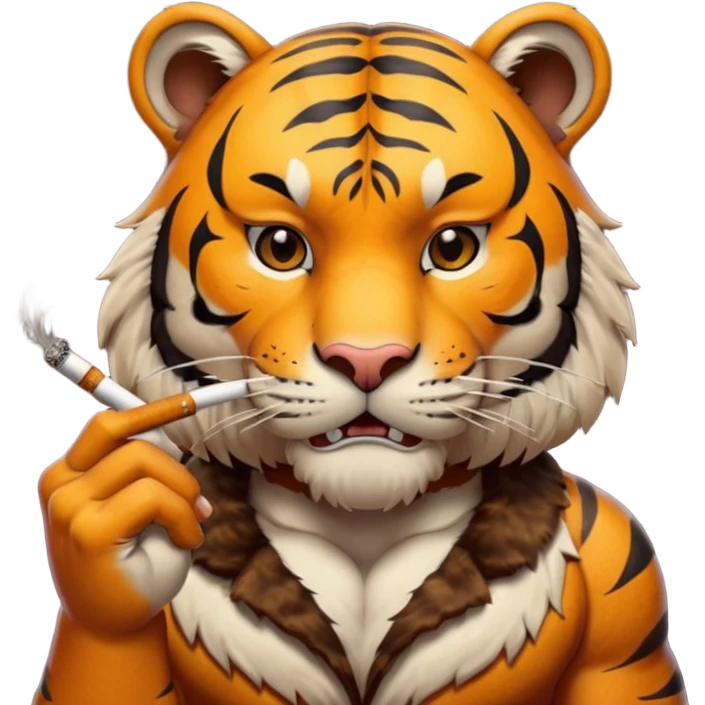 Badass tiger smoking a joint emoji
