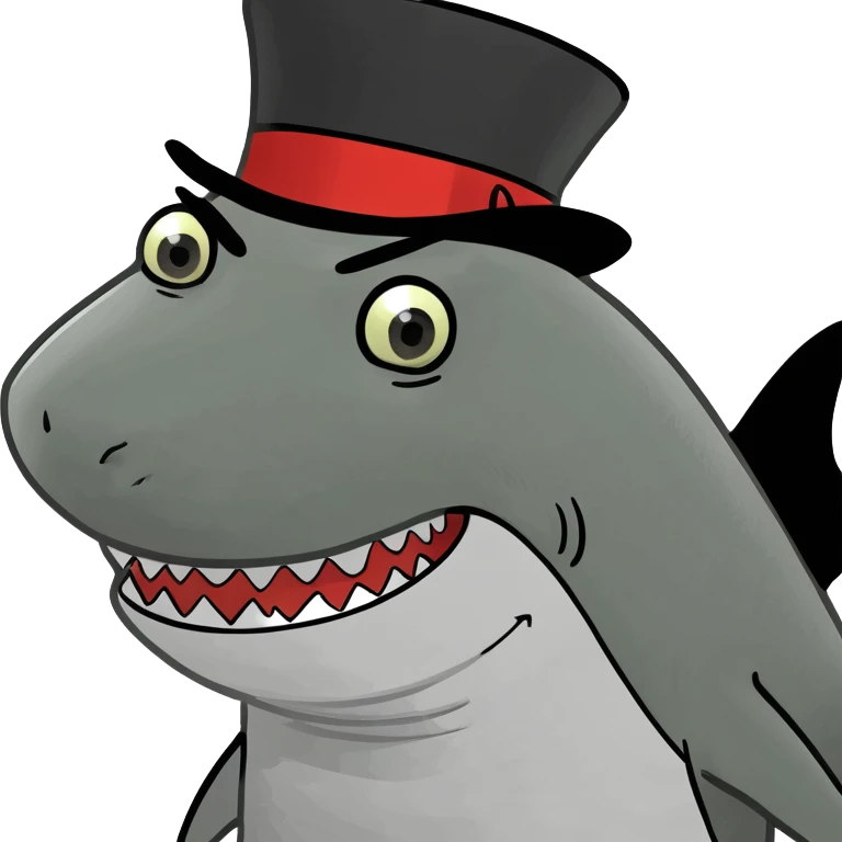Shark with a top hat emoji