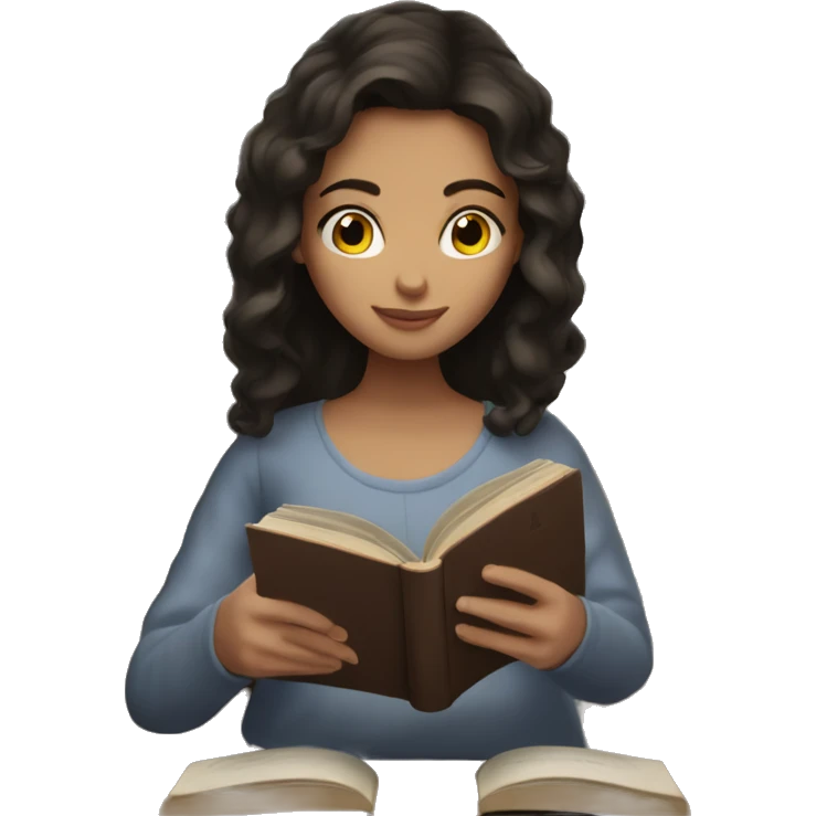 brunette girl reading a book emoji