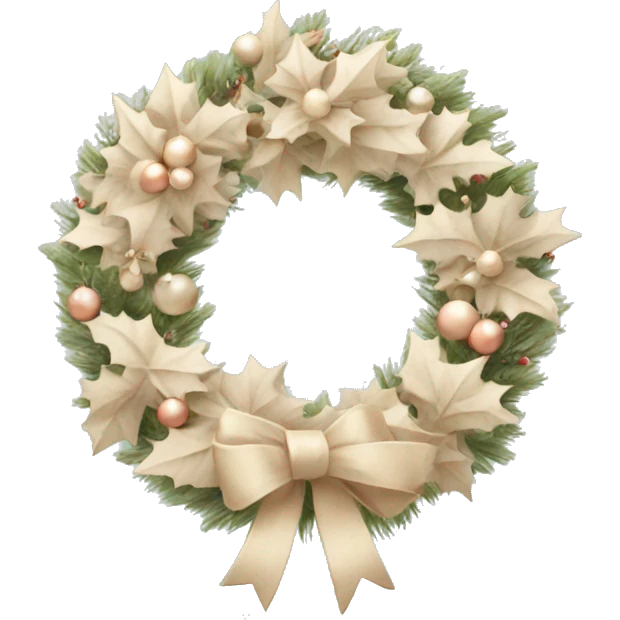 Pastel beige Christmas wreath emoji