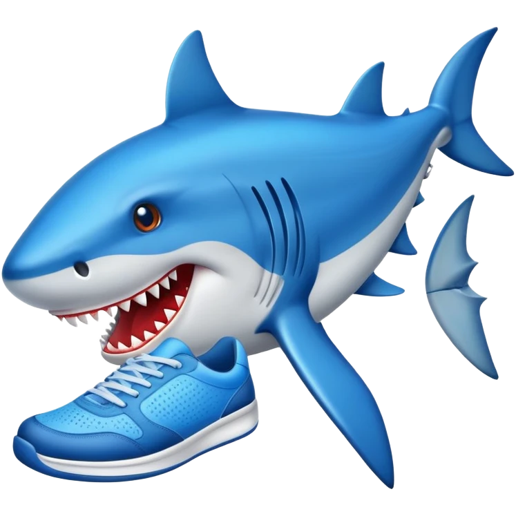 Tiburón con zapatos tenis azules emoji