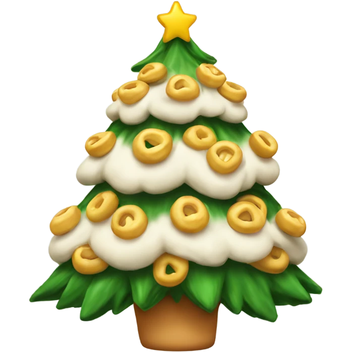 A Christmas tree decorated with pelmeni emoji