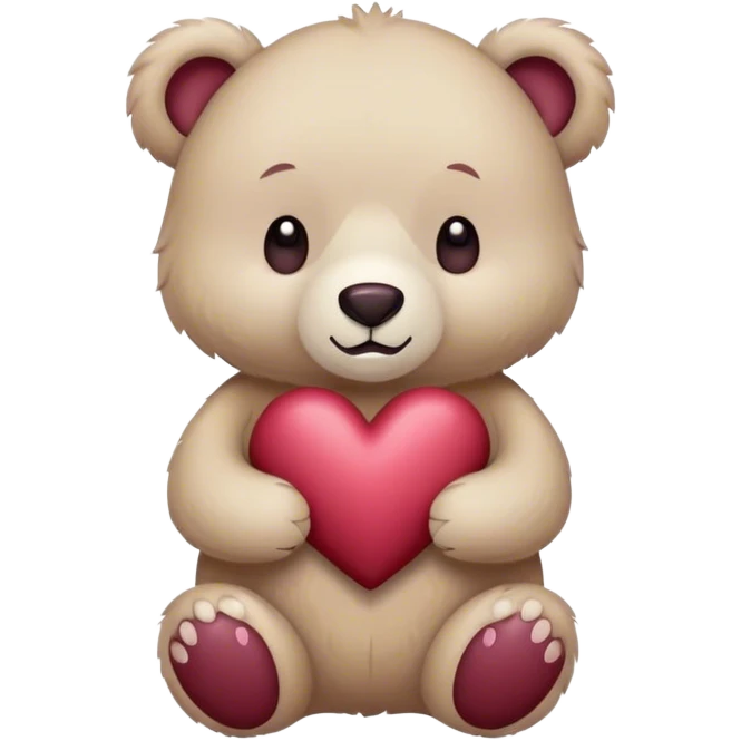 beige pastel bear with heart burgundy  emoji