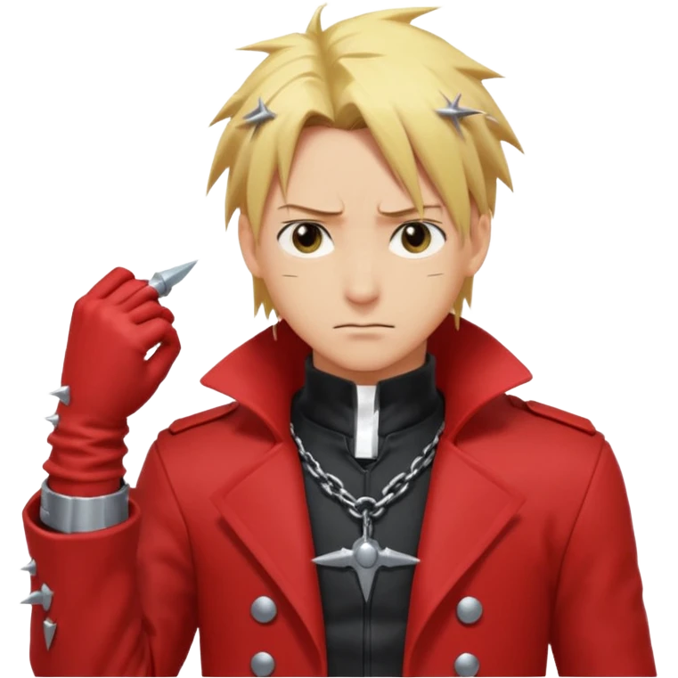 Create a Full Metal Alchemist Brotherhood Edward emoji for a teams chat but make it more original to the anime style emoji