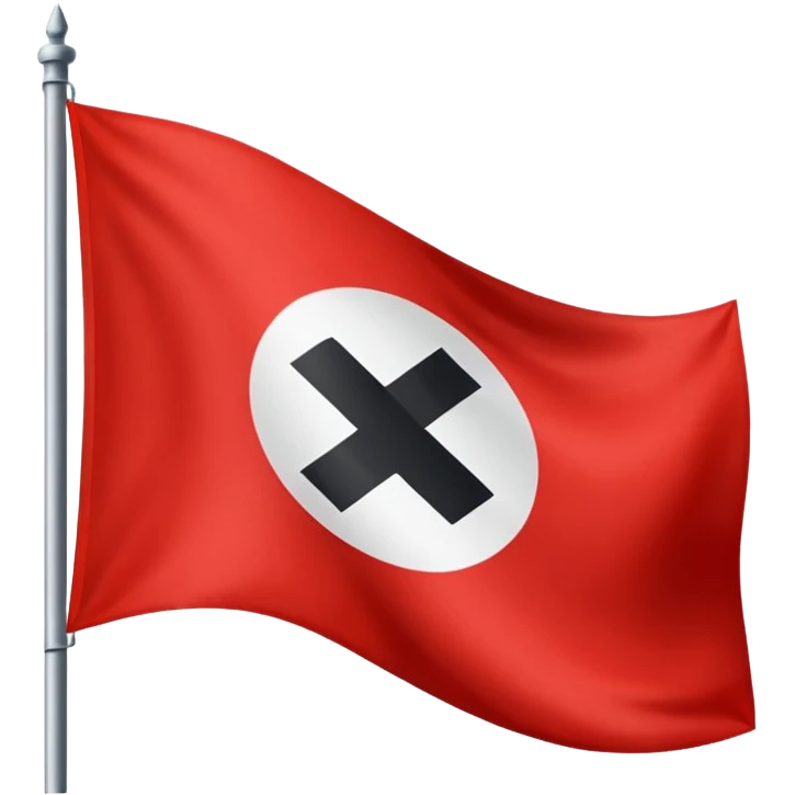 Créame un emoji de una bandera roja con un círculo blanco a un costado y una cruz dentro del circulo boanco no dentro del circulo blanco q este la cruz color negro un emoji nazi  emoji