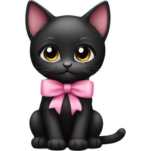 black kitten with a pink bow emoji