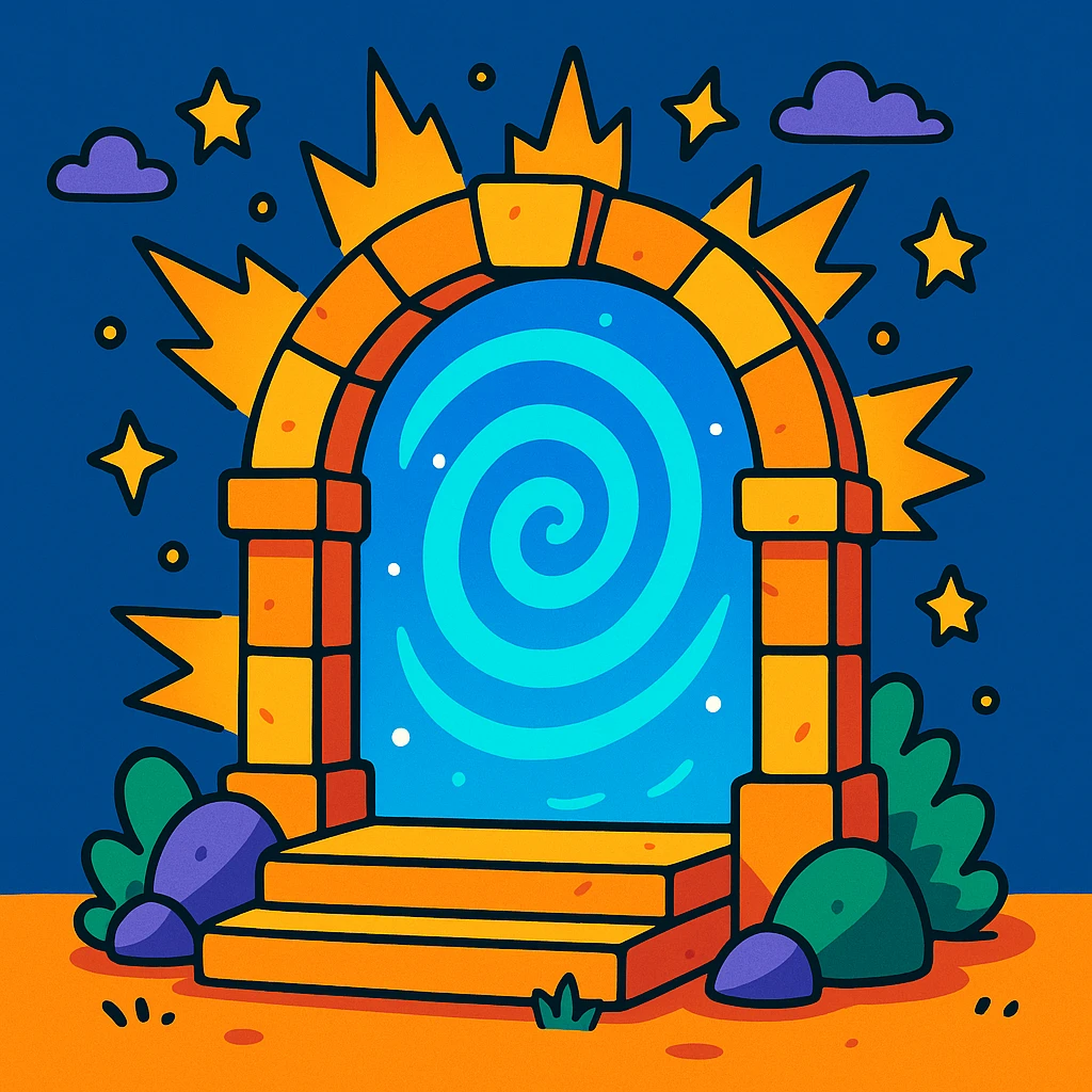 a really cool portal, cartoon style, bright colors, playful design emoji