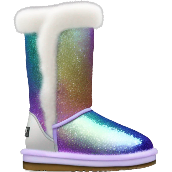 Realistic iridescent Sparkle glitter and fur Ugg boots. emoji