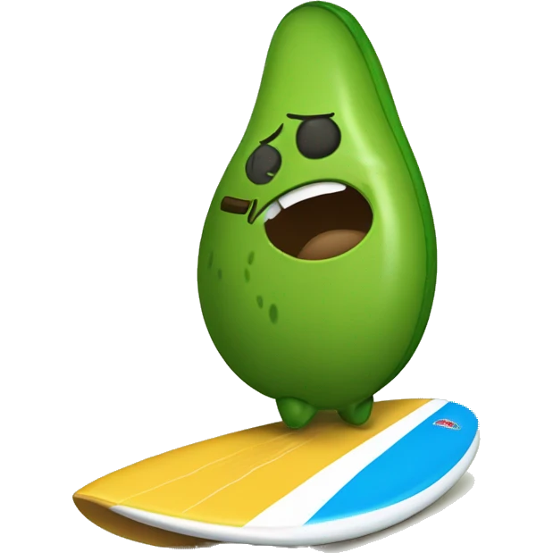 Aguacate en una tabla de surf emoji