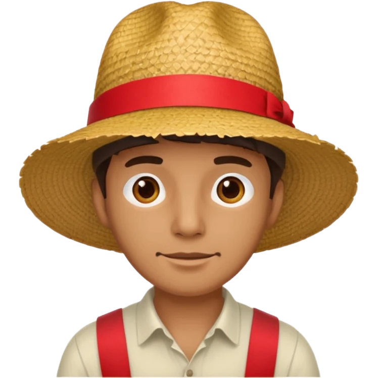 Chapeau de paille avec ruban rouge homme emoji