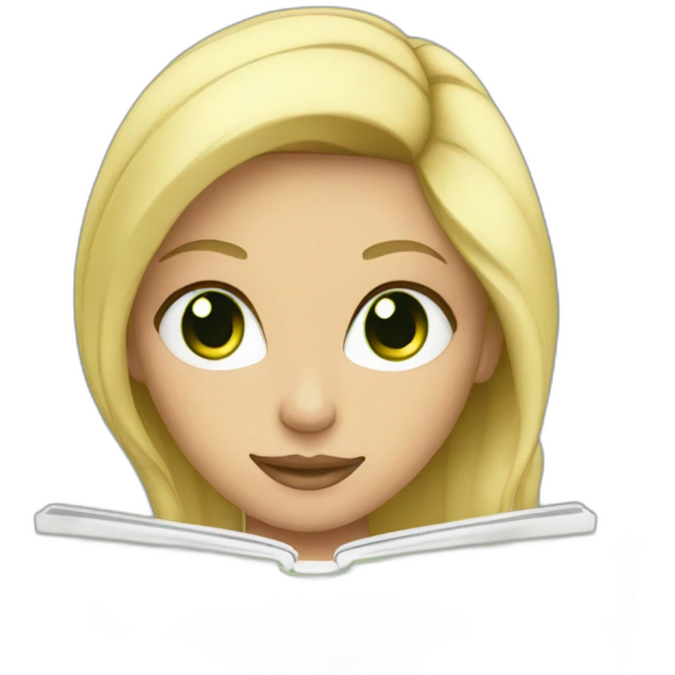 blonde green eyed girl with macbook emoji