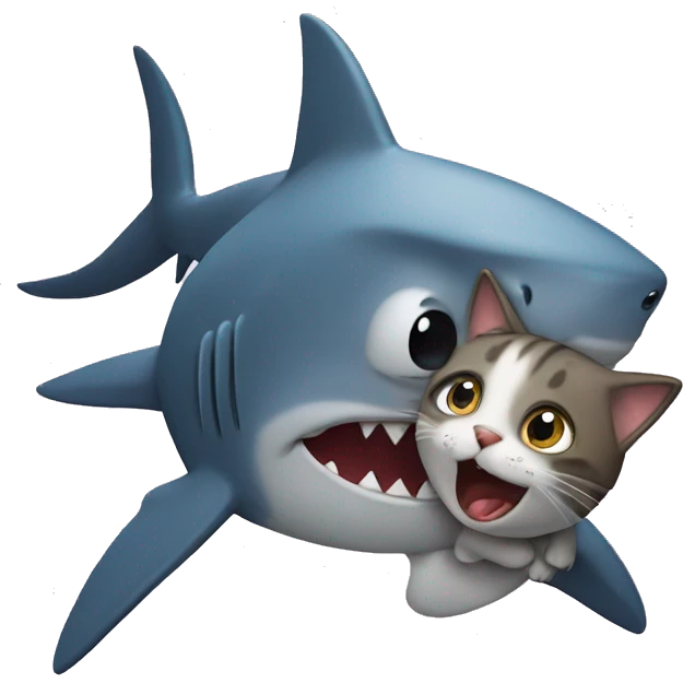 Shark hugging a cat emoji