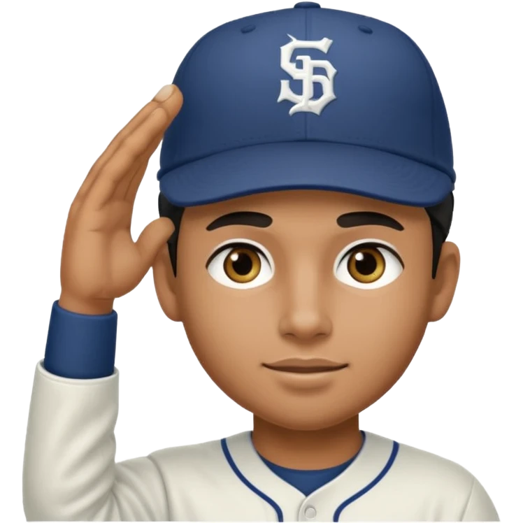 Baseball player tan skin eye black hat saluting  emoji