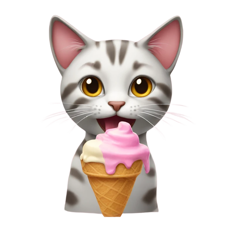 Cat eating ice cream emoji