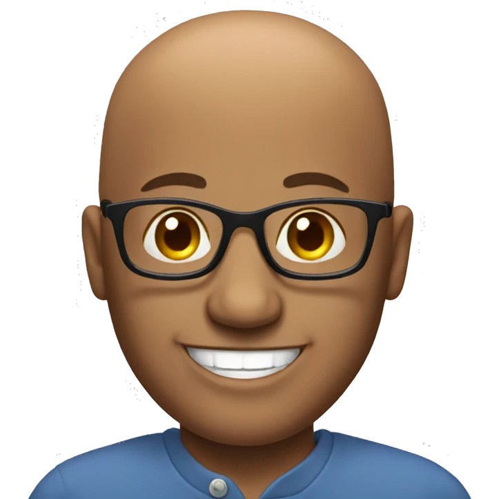 smiling bald man with glasses emoji