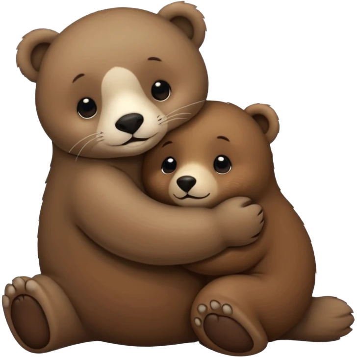 small seal hugging a brown bear emoji