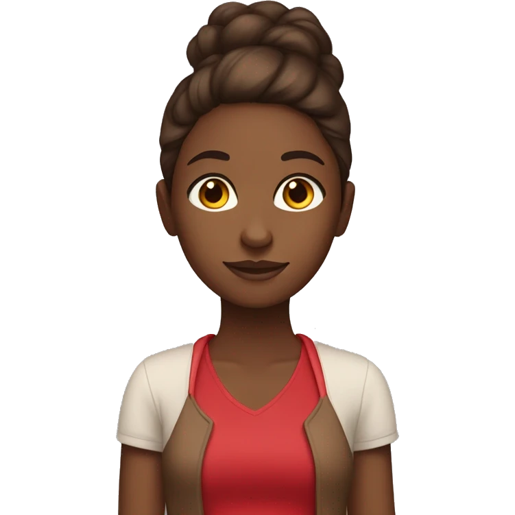 Brown hair and brown skin girl with red clothes emoji
