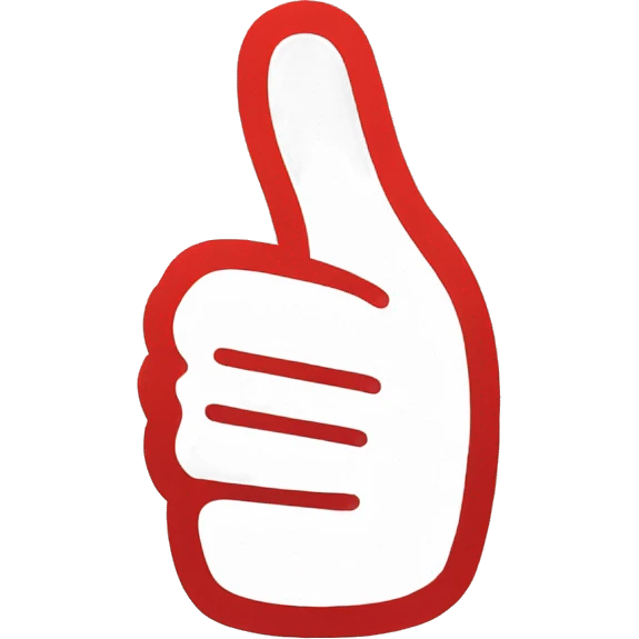 a thumbs up / like emoji with a red outline and white fill emoji