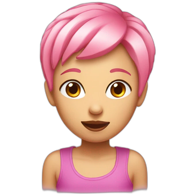 girl with short pink hair tounge sticking out emoji