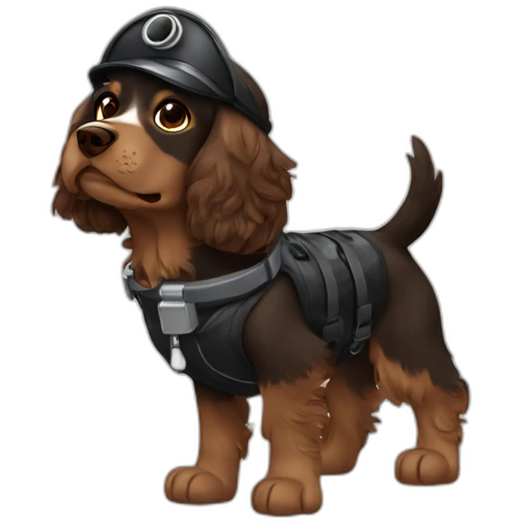 brown and black spaniel dressed as pilot emoji