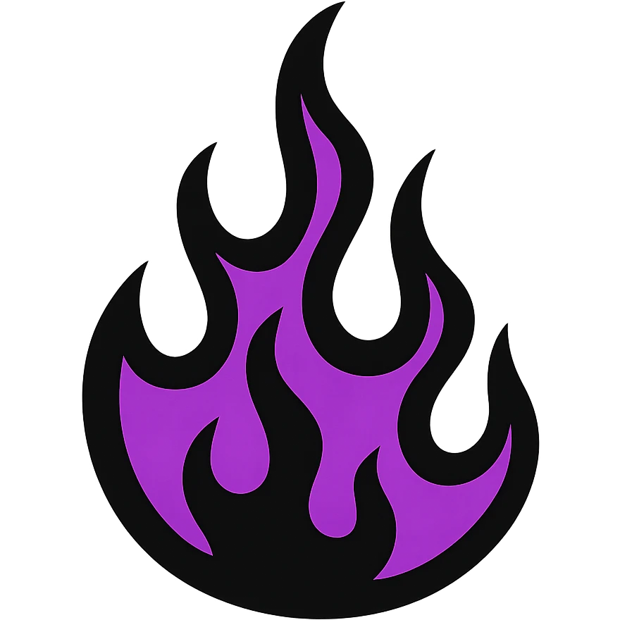emo style black and purple flame emoji
