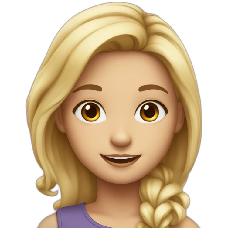 smile girl blond with ipad pro emoji