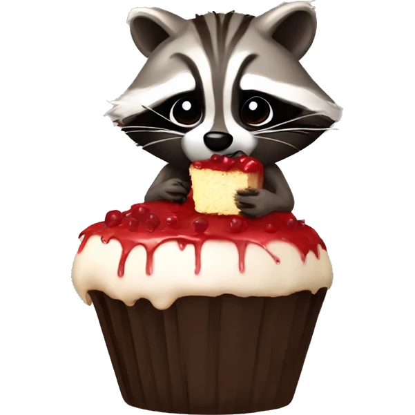 Raccoon eating raccoon cakepop emoji