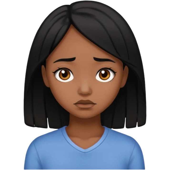 pretty brown girl with black hair who is sad emoji