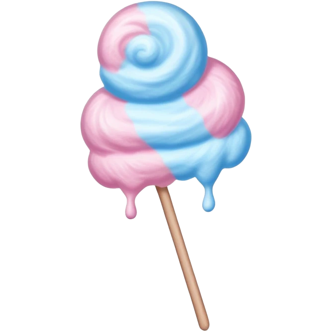 Pink and blue fluffy cotton candy on a stick emoji