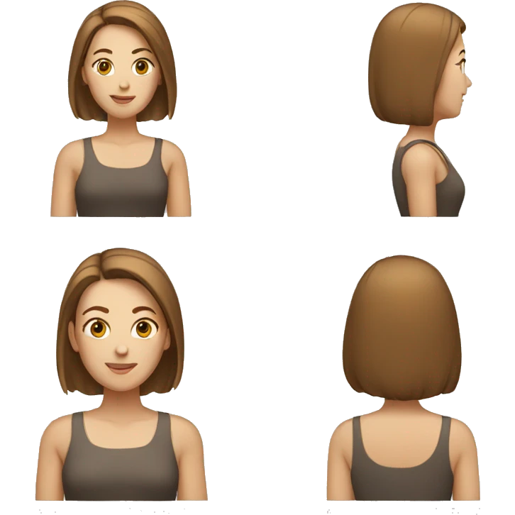 white woman with brown straight hair up to her shoulders emoji