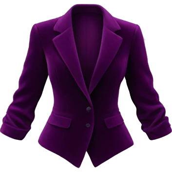 Realistic isolated dark plum purple velvet feminine fashion blazer jacket.  emoji