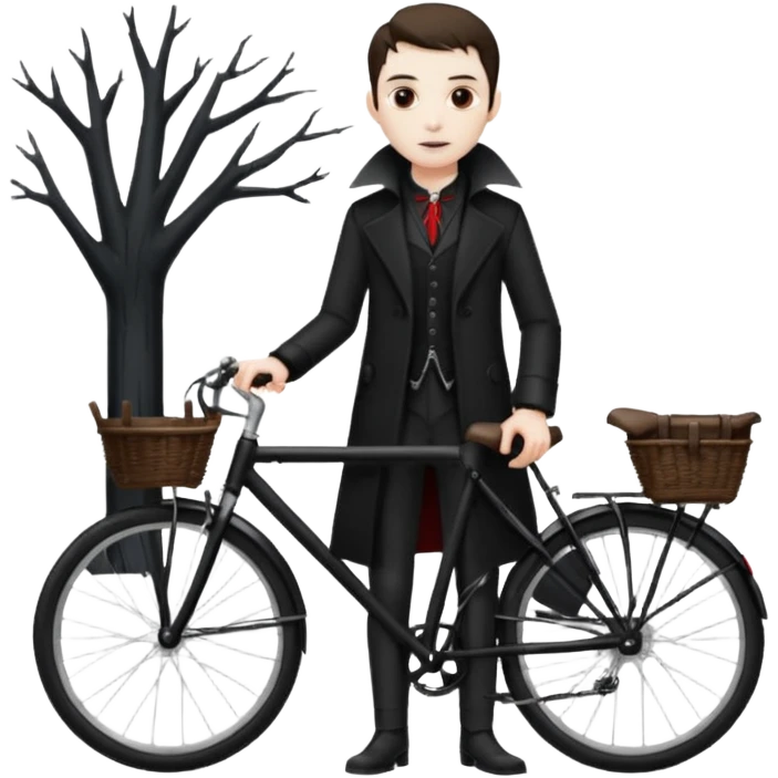 vampire stand with bicycle. emoji