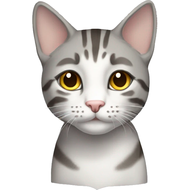 gray and white tabby cat brown eyes full body emoji