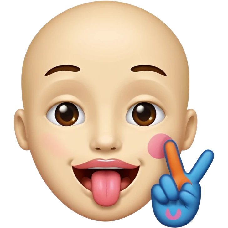 Use 😜 and put✌️on the tongue emoji