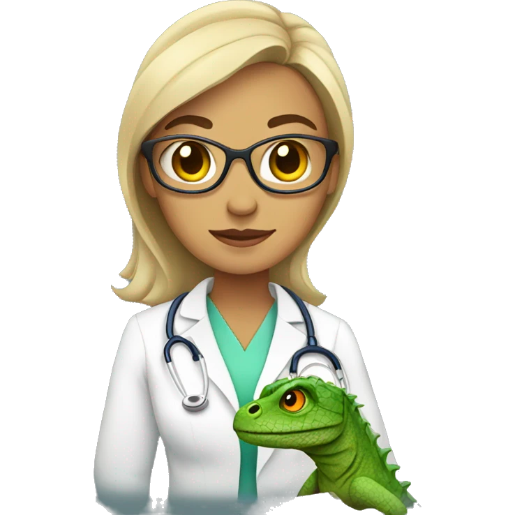 female doctor with lizard emoji