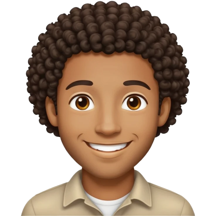 Black handsome guy, curly hair ,smiling  emoji