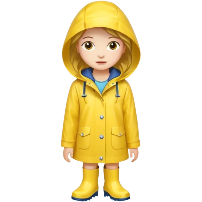Girl in a yellow raincoat and rain boots  emoji