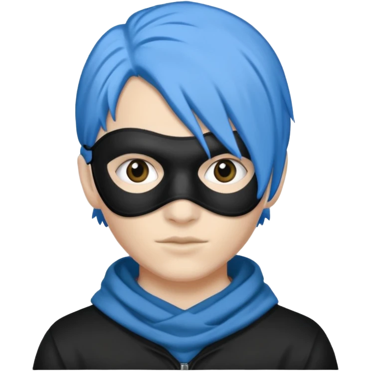blue haired criminal with robber mask emoji