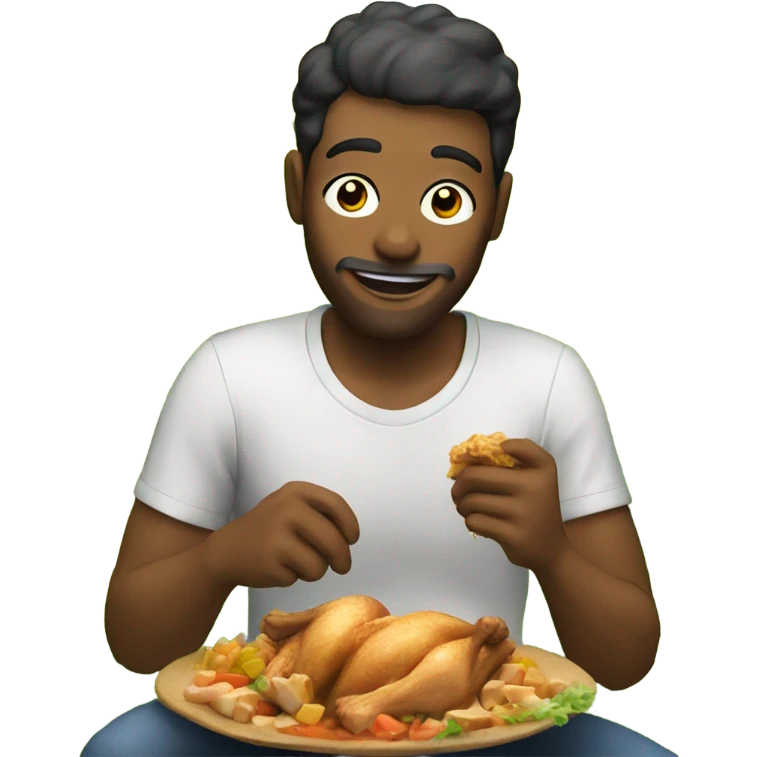 Man eating chicken in a field emoji
