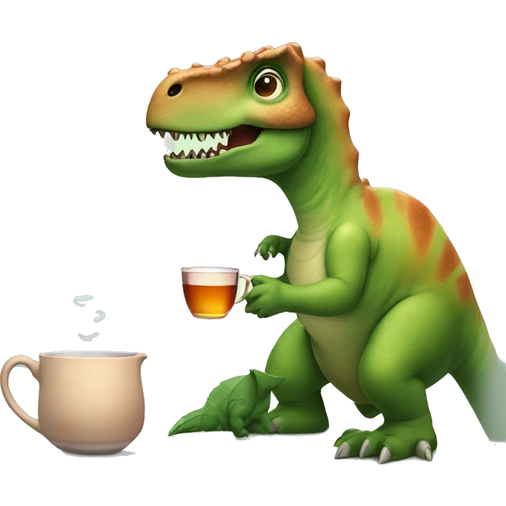 dinosaur drinking tea with glasses emoji