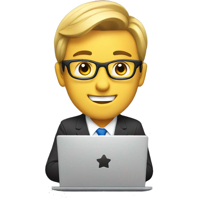 A realtor works with a laptop emoji