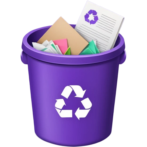 round purple recycle bin full emoji