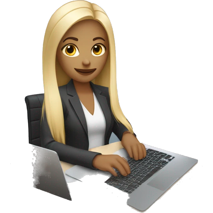SOCIAL MEDIA MANGER,  A GIRL WITH BLONDE HAIR HOLDING LAPTOP AND A PHONE emoji
