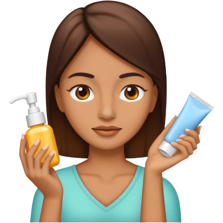 create a iphone emoji, woman using product skincare emoji