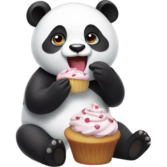 Panda eating cupcake emoji