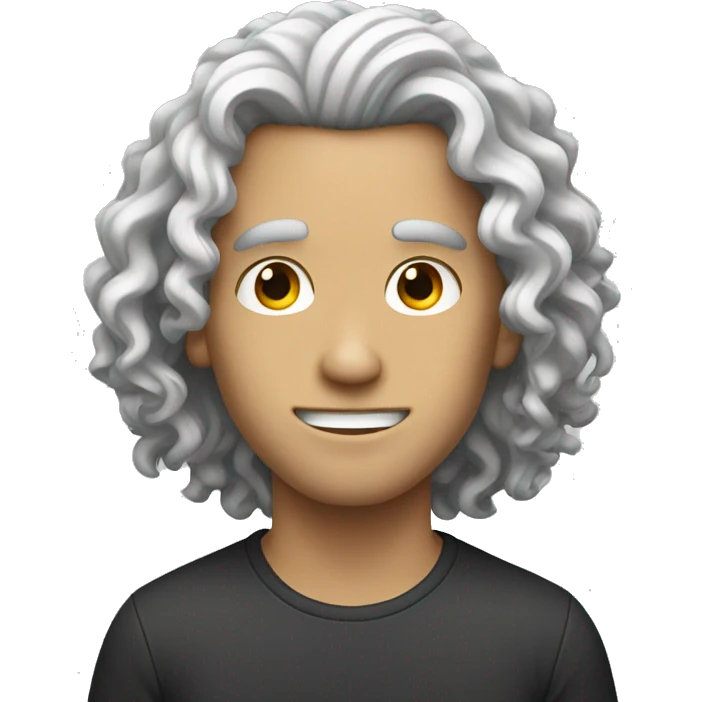 White guy with long curly black hair  emoji