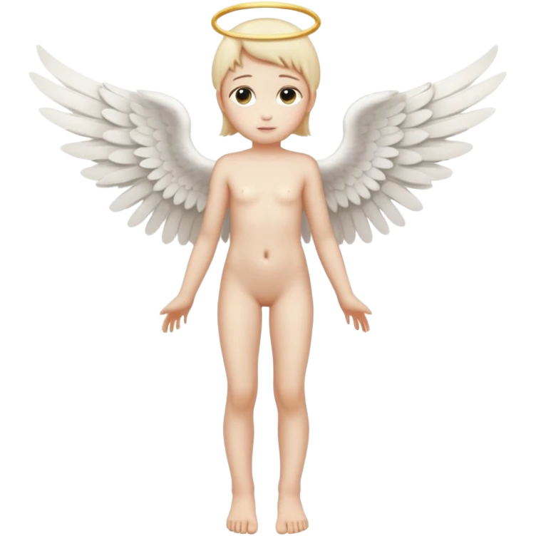 Young, thin angel, full body, naked with wings. emoji