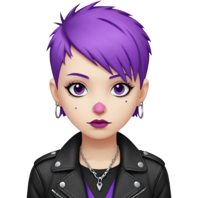 Cool Punk with Short Purple Hair, wearing black leather jacket emoji
